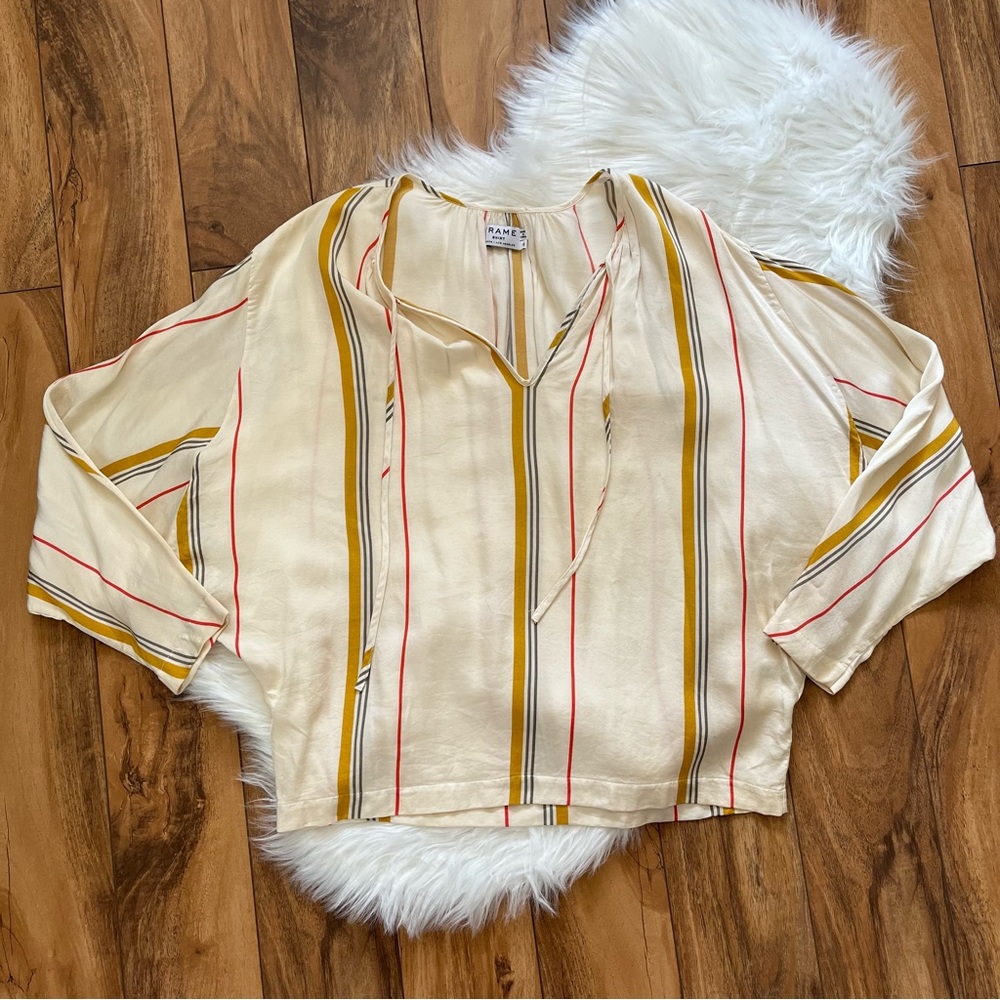 Frame Denim • Le Raglan Saffron Summer Stripe Top